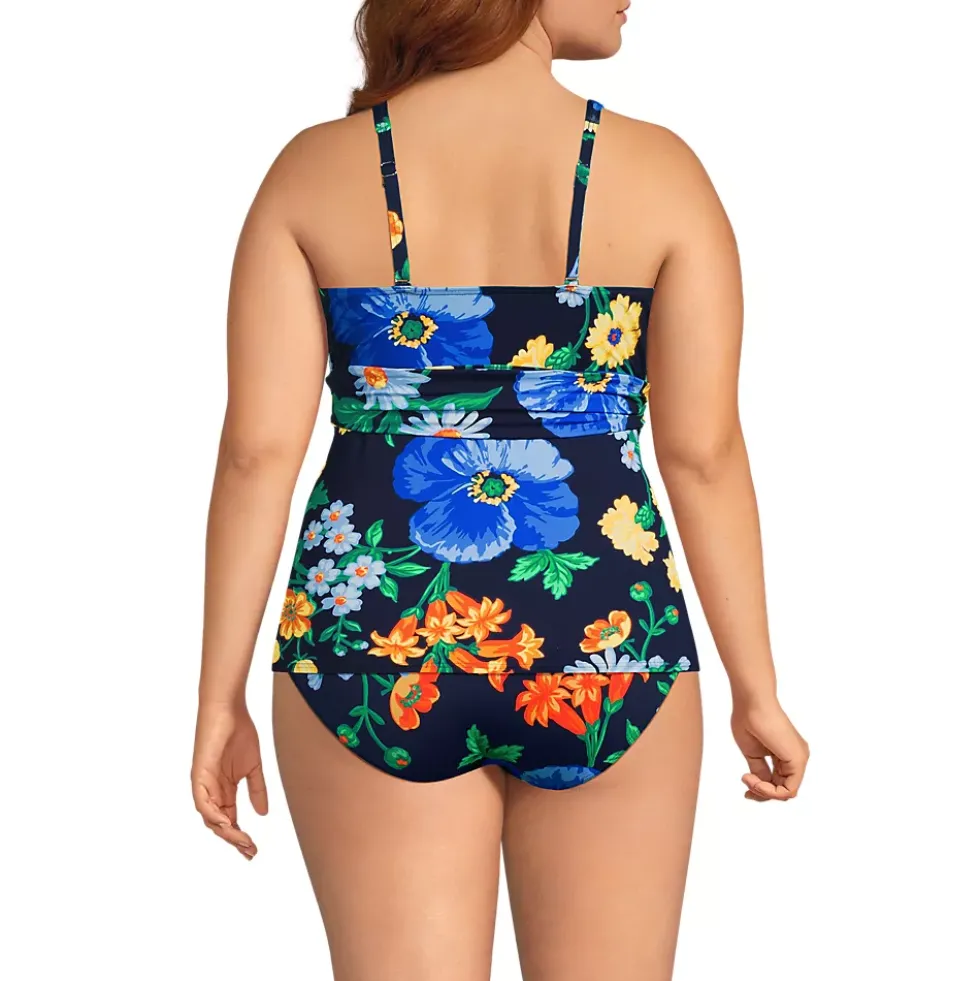 Women's V-Neck Plunge X Back Tankini Top