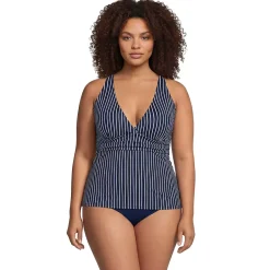 Women's V-Neck Plunge X Back Tankini Top