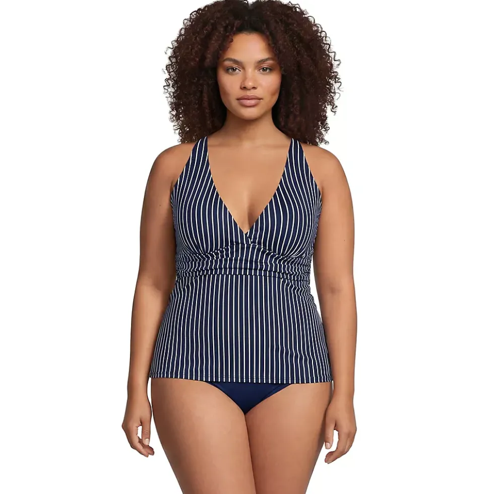 Women's V-Neck Plunge X Back Tankini Top