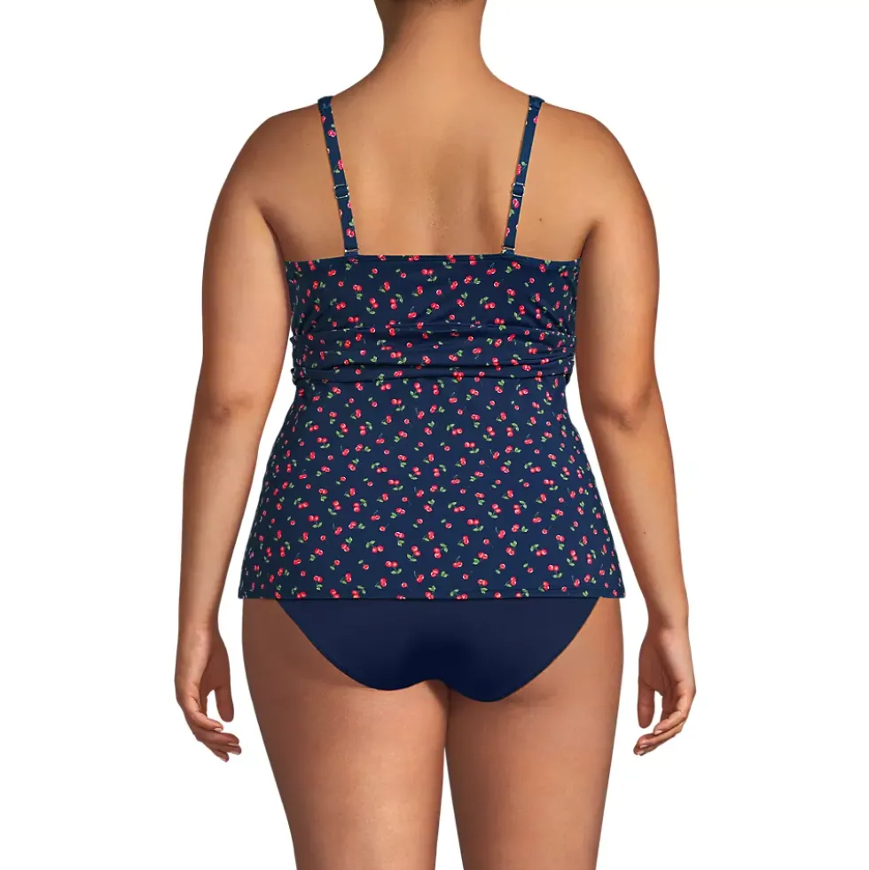 Women's V-Neck Plunge X Back Tankini Top