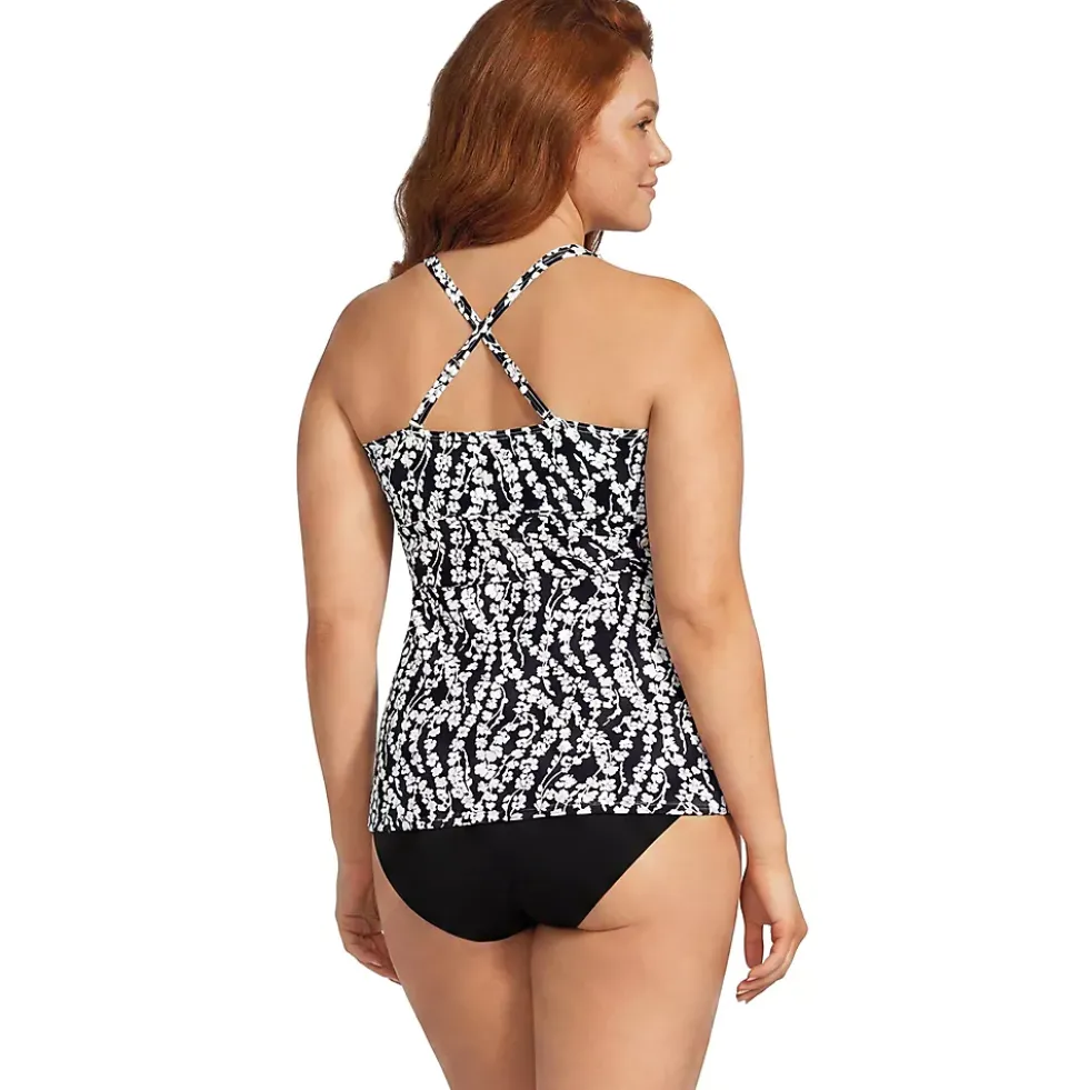 Women's V-Neck Plunge X Back Tankini Top