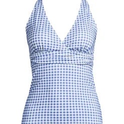 Women's V-Neck Plunge X Back Tankini Top