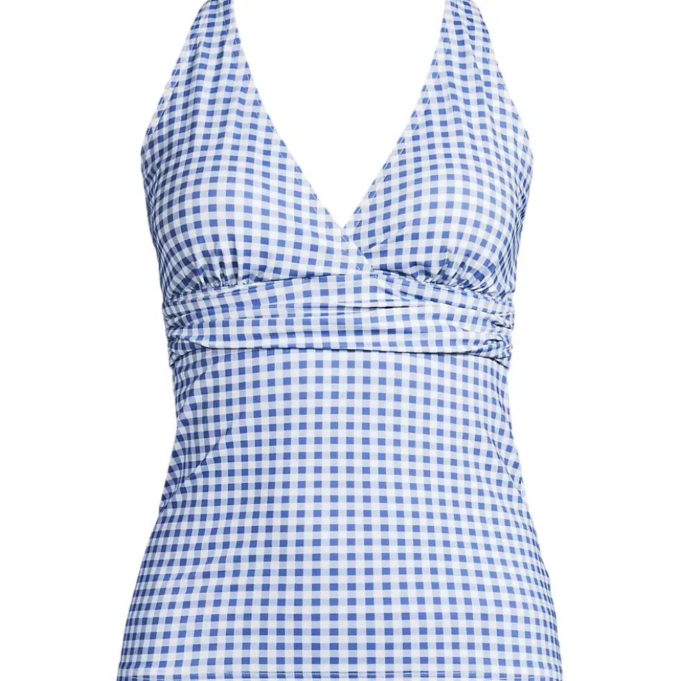 Women's V-Neck Plunge X Back Tankini Top