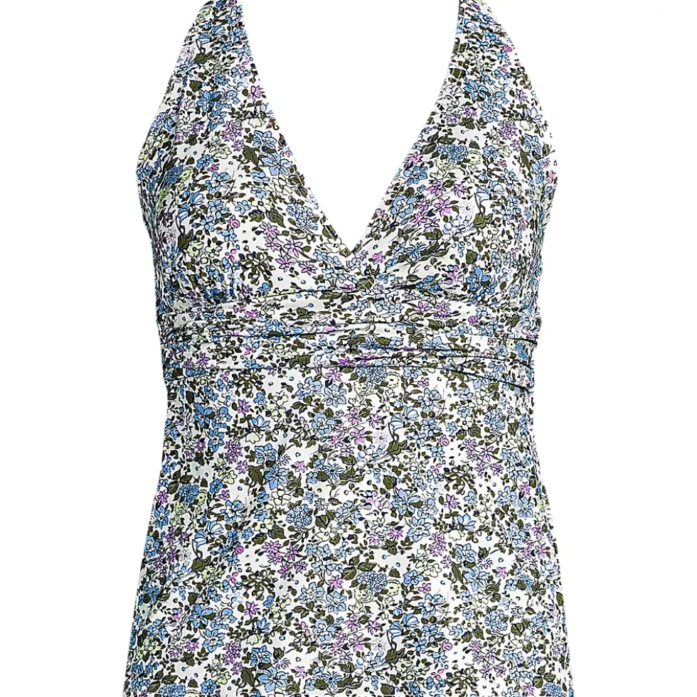 Women's V-Neck Plunge X Back Tankini Top