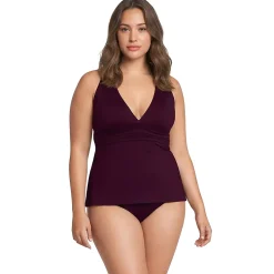 Women's V-Neck Plunge X Back Tankini Top