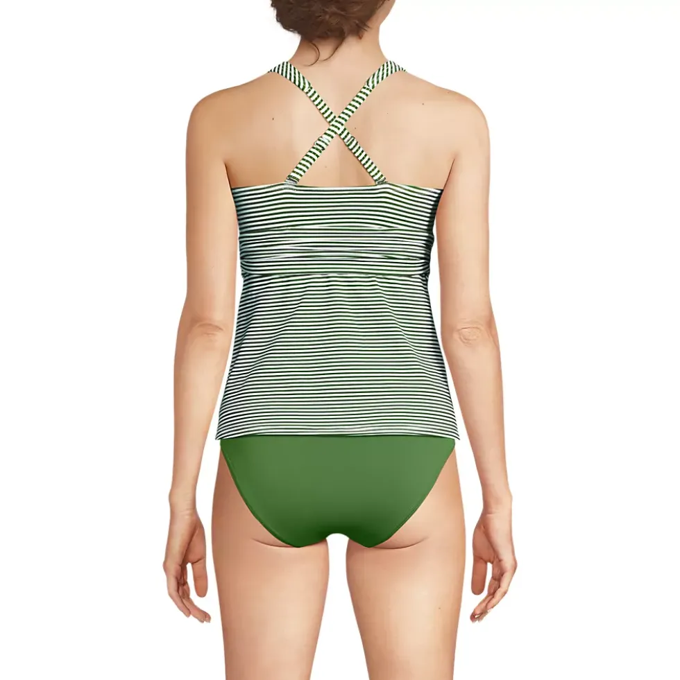 Women's V-Neck Plunge X Back Tankini Top
