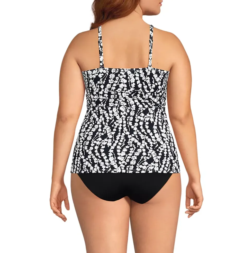 Women's V-Neck Plunge X Back Tankini Top