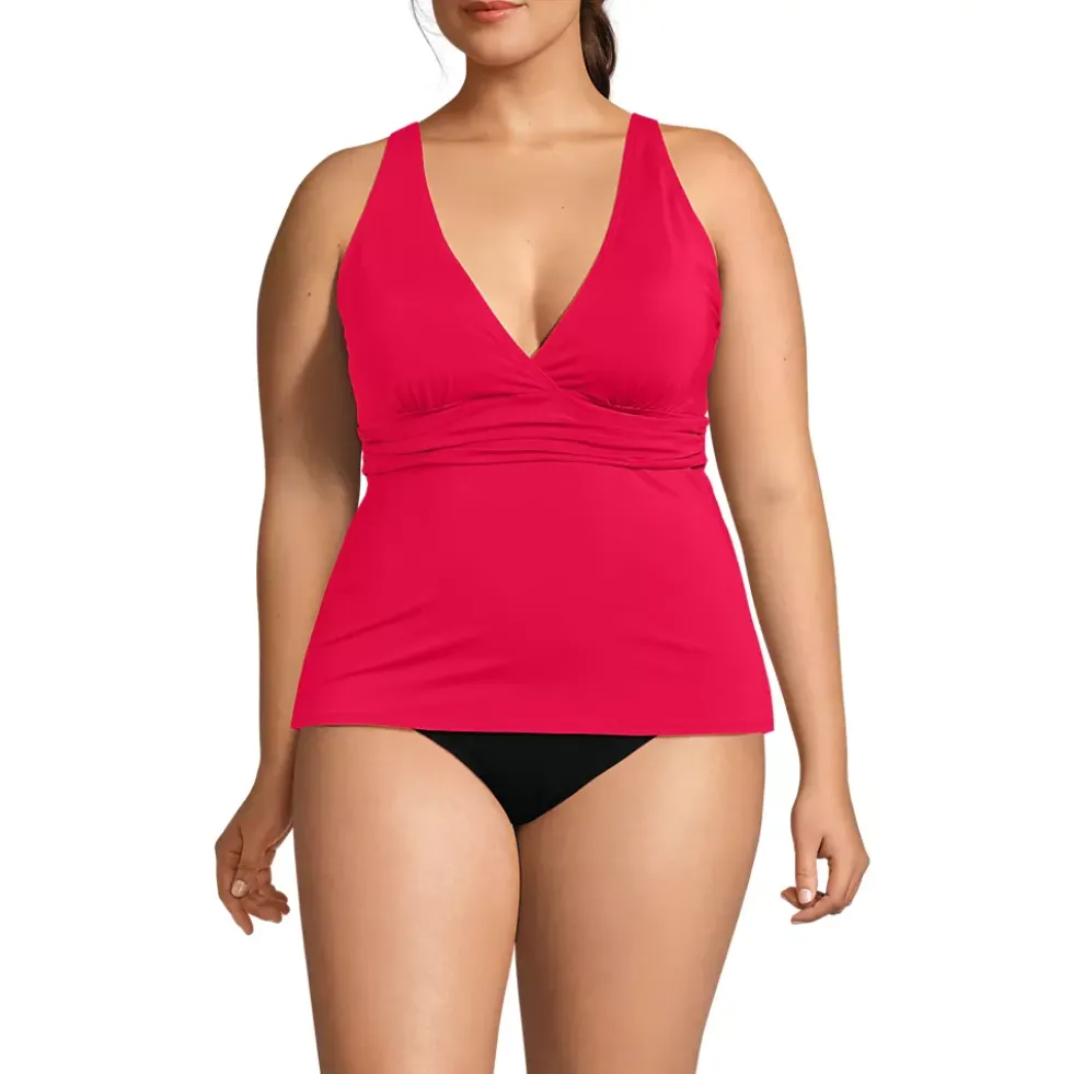 Women's V-Neck Plunge X Back Tankini Top