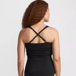 Women's V-Neck Plunge X Back Tankini Top