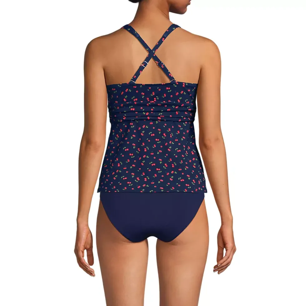 Women's V-Neck Plunge X Back Tankini Top