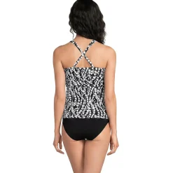 Women's V-Neck Plunge X Back Tankini Top