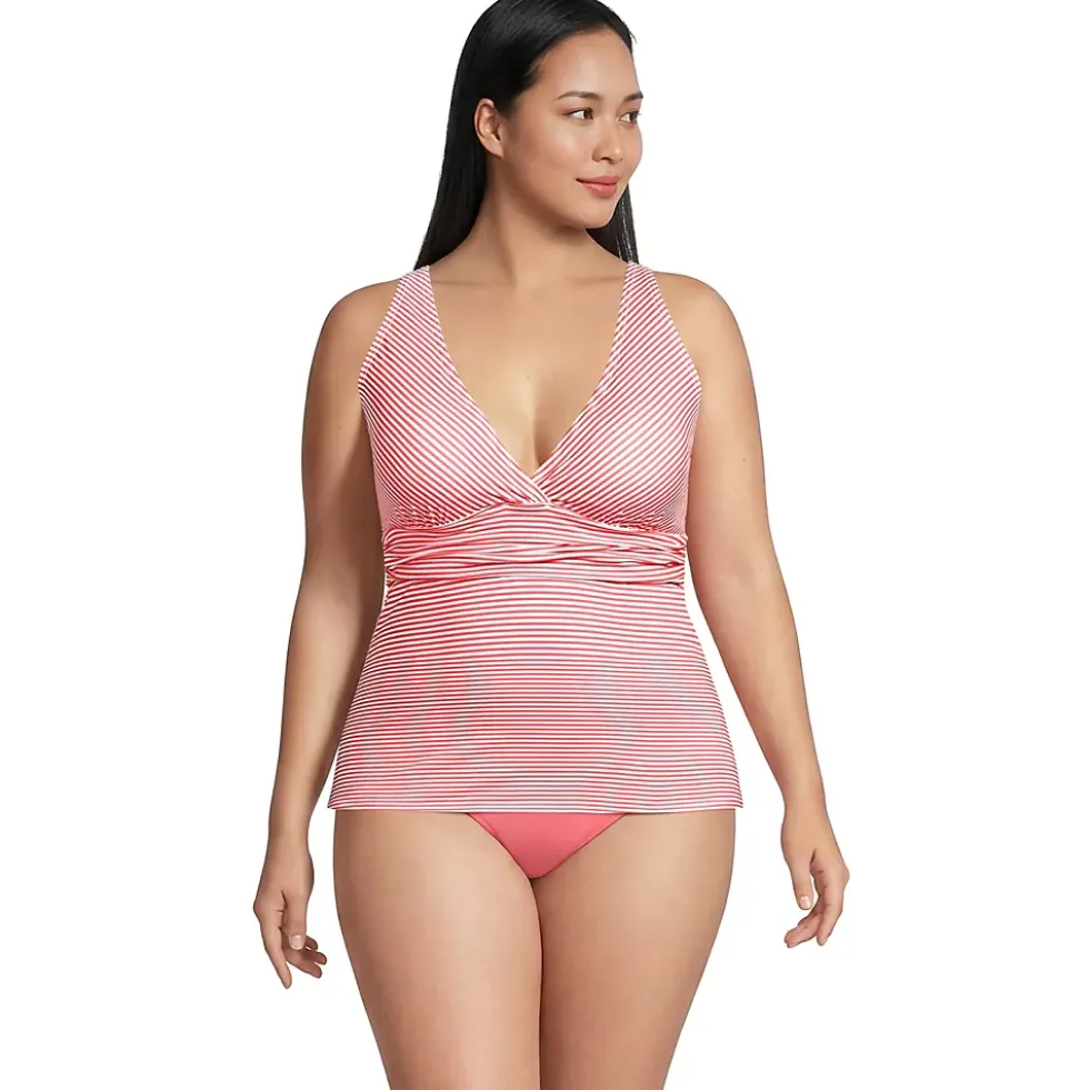 Women's V-Neck Plunge X Back Tankini Top