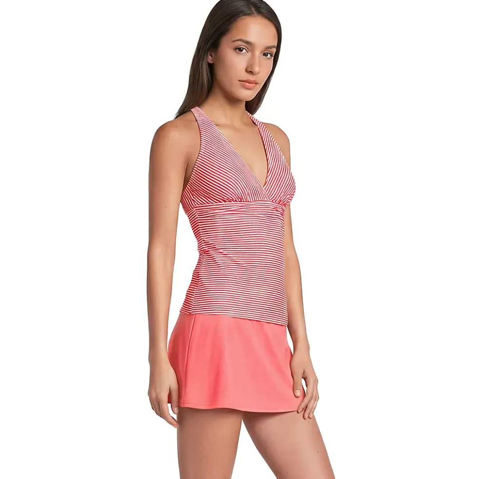 Women's V-Neck Plunge X Back Tankini Top