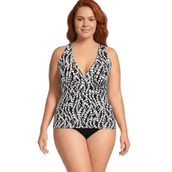 Women's V-Neck Plunge X Back Tankini Top