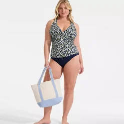 Women's V-Neck Plunge X Back Tankini Top