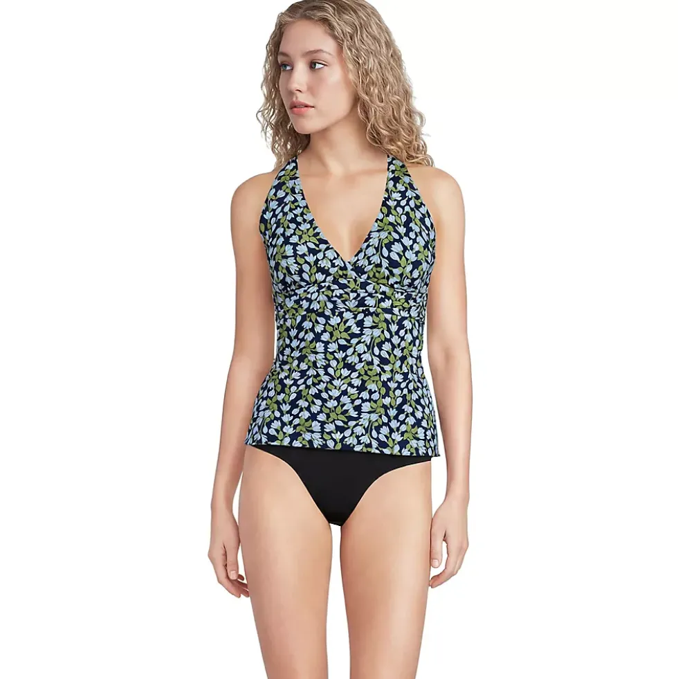 Women's V-Neck Plunge X Back Tankini Top