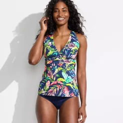Women's V-Neck Plunge X Back Tankini Top