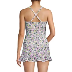 Women's V-Neck Plunge X Back Tankini Top