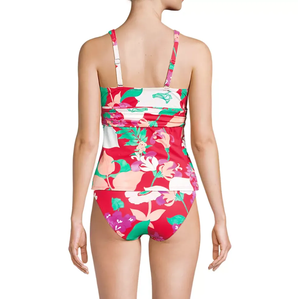 Women's V-Neck Plunge X Back Tankini Top