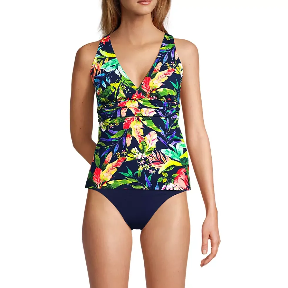 Women's V-Neck Plunge X Back Tankini Top