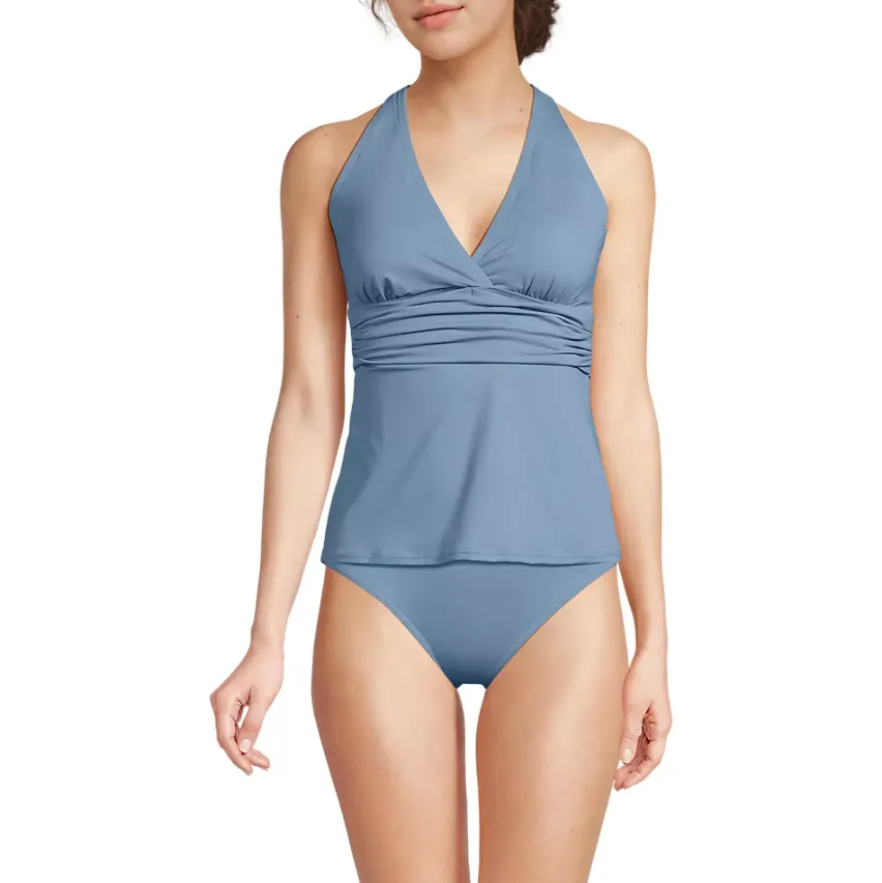 Women's V-Neck Plunge X Back Tankini Top