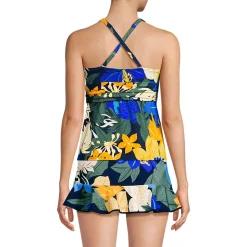 Women's V-Neck Plunge X Back Tankini Top