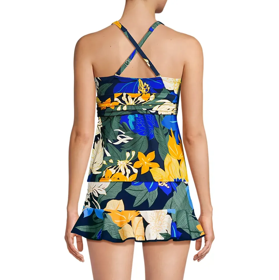 Women's V-Neck Plunge X Back Tankini Top