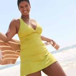 Women's V-Neck Plunge X Back Tankini Top