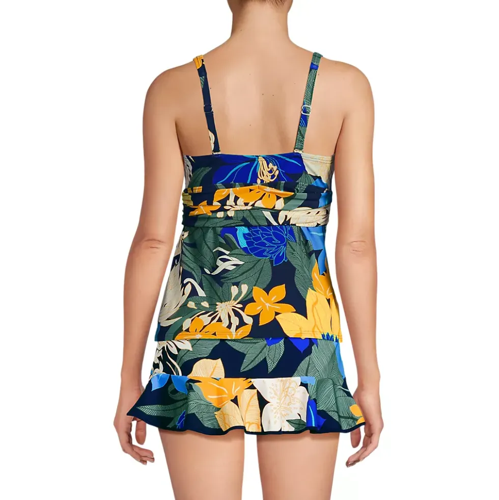 Women's V-Neck Plunge X Back Tankini Top