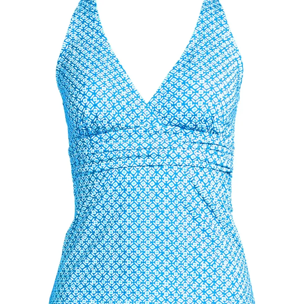 Women's V-Neck Plunge X Back Tankini Top
