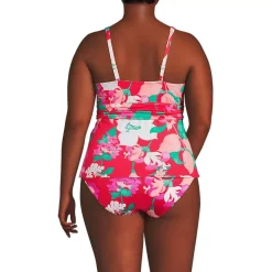Women's V-Neck Plunge X Back Tankini Top