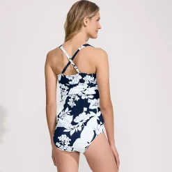 Women's V-Neck Plunge X Back Tankini Top