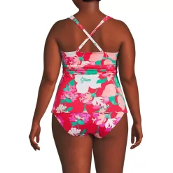 Women's V-Neck Plunge X Back Tankini Top