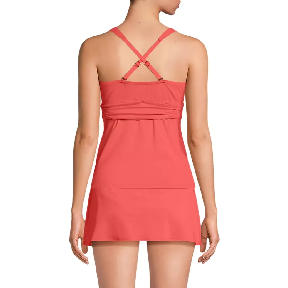 Women's V-Neck Plunge X Back Tankini Top