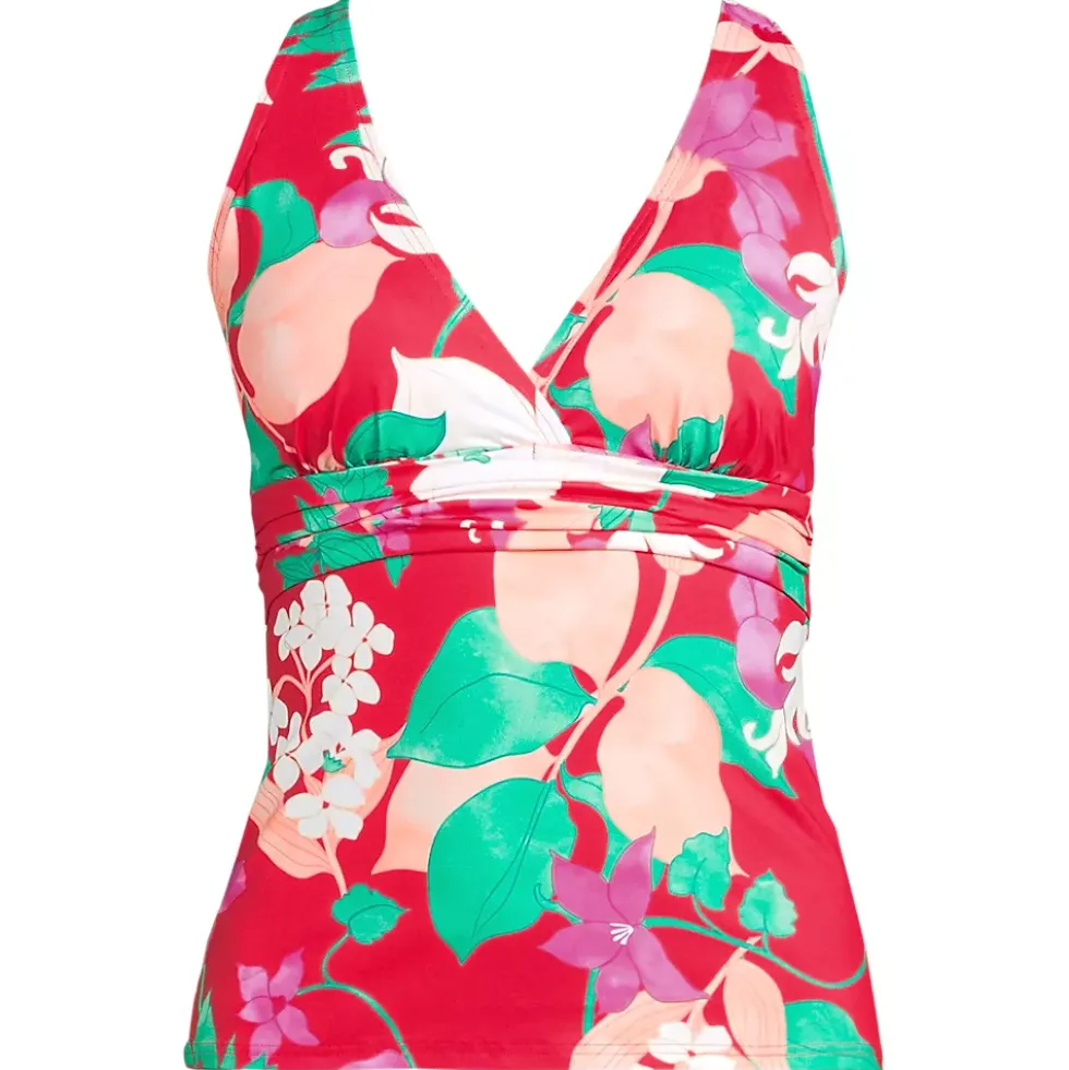Women's V-Neck Plunge X Back Tankini Top