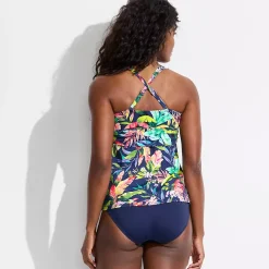 Women's V-Neck Plunge X Back Tankini Top