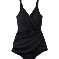 Women's V-neck Tulip Wrap Swim Dress One Piece Swimsuit