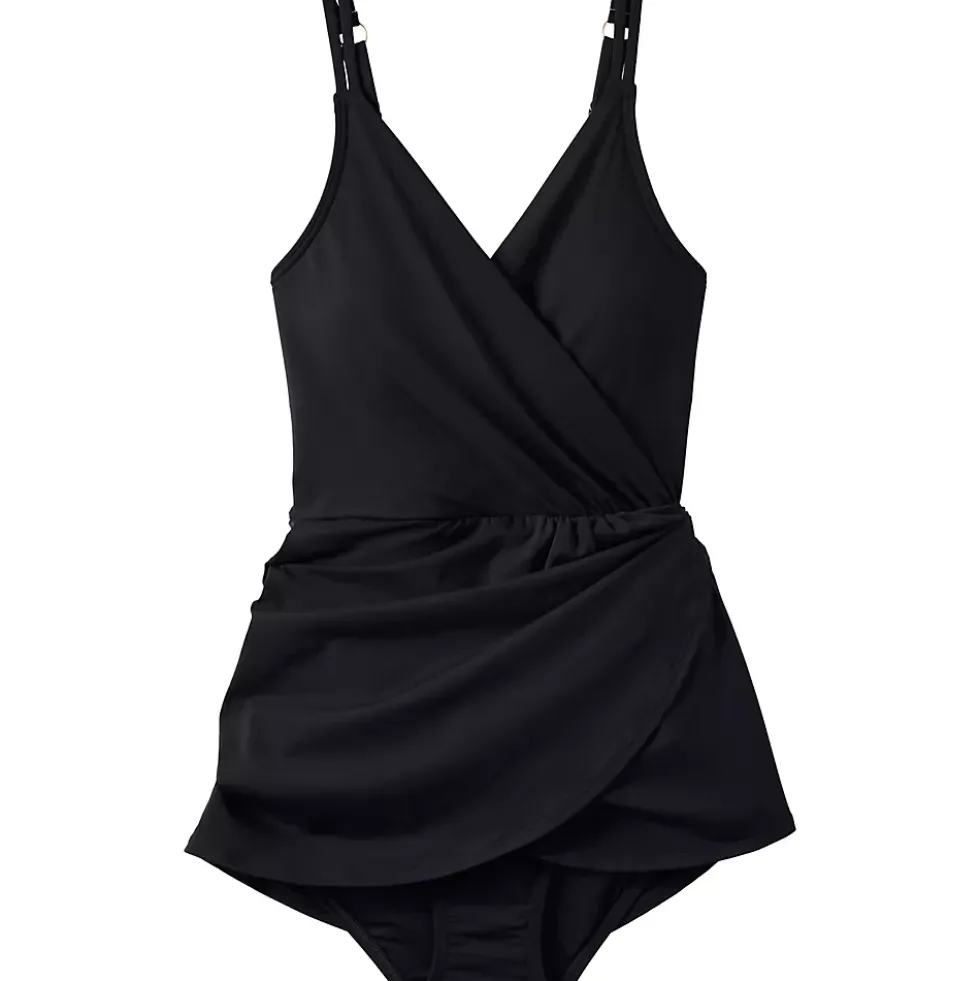Women's V-neck Tulip Wrap Swim Dress One Piece Swimsuit