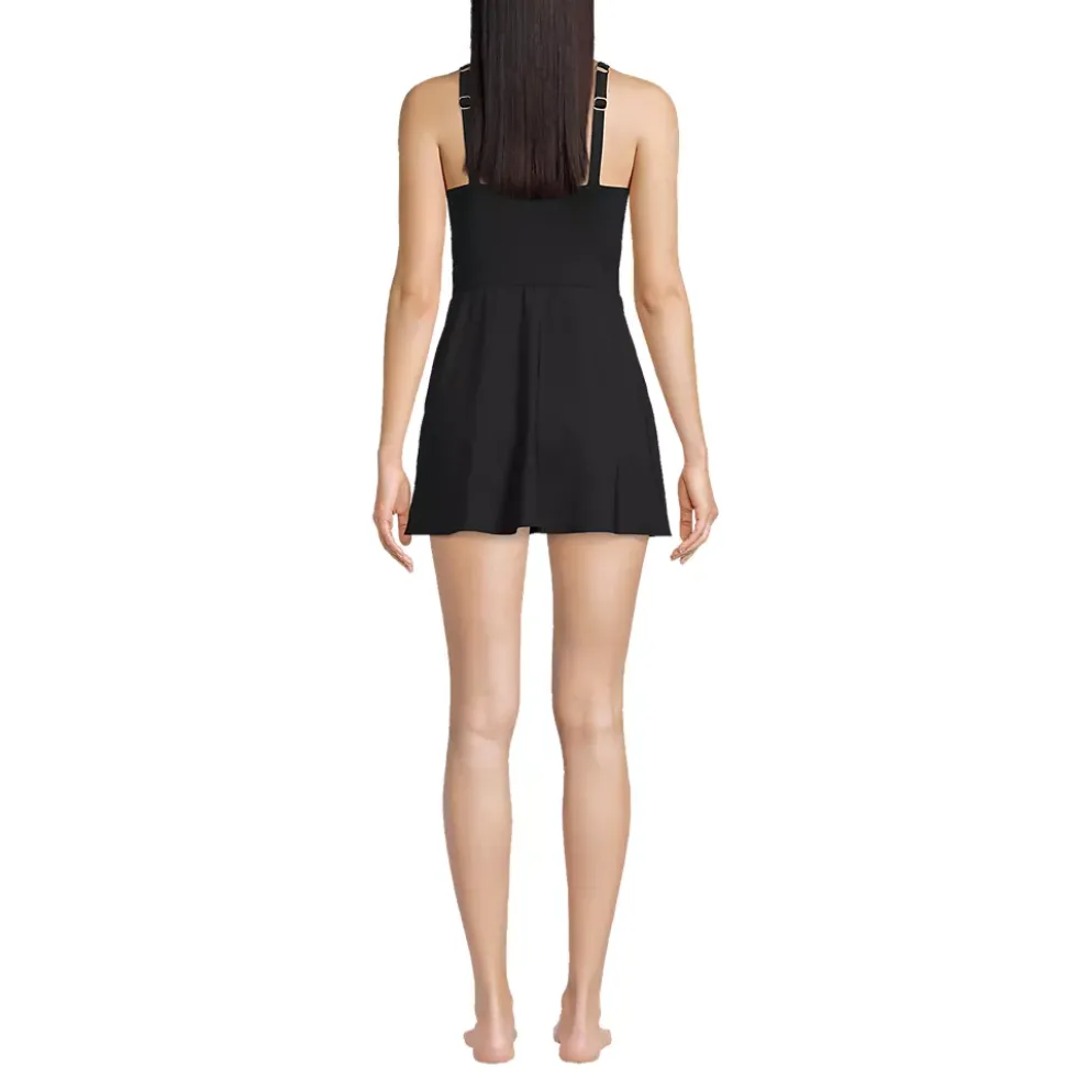 Women's V-neck Tulip Wrap Swim Dress One Piece Swimsuit