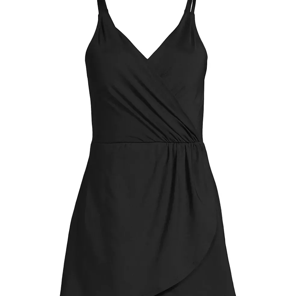 Women's V-neck Tulip Wrap Swim Dress One Piece Swimsuit