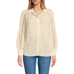 Women's Voile Shirred Trim Insert Shirt