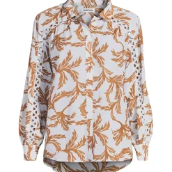 Women's Voile Shirred Trim Insert Shirt
