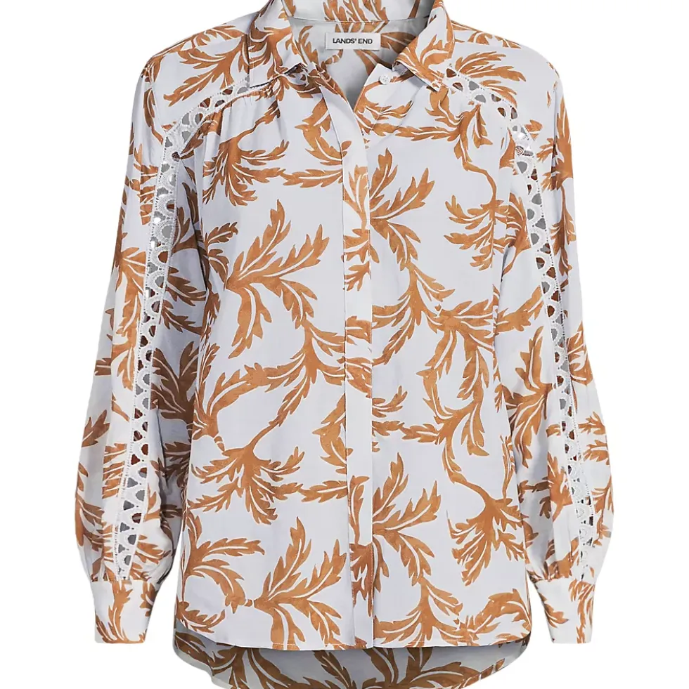 Women's Voile Shirred Trim Insert Shirt