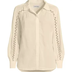 Women's Voile Shirred Trim Insert Shirt