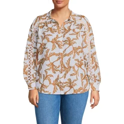 Women's Voile Shirred Trim Insert Shirt