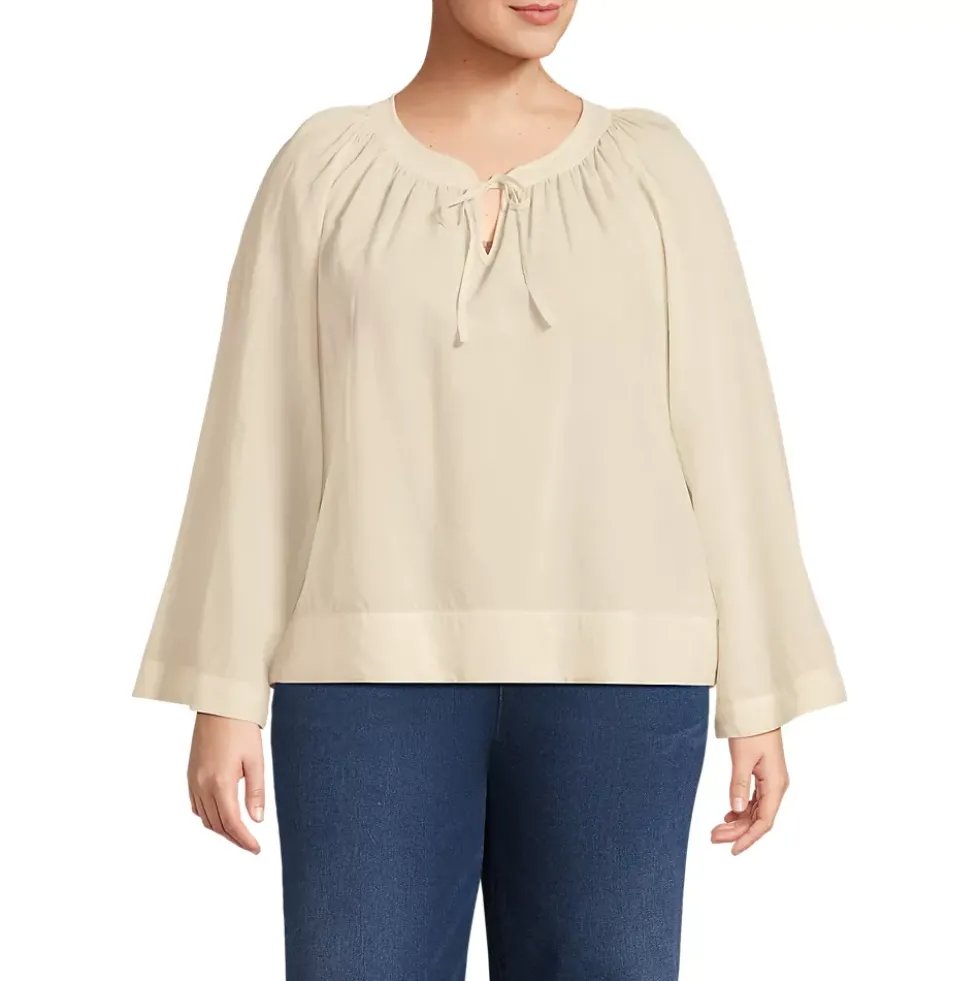 Women's Voile Tie Neck Poet Blouse