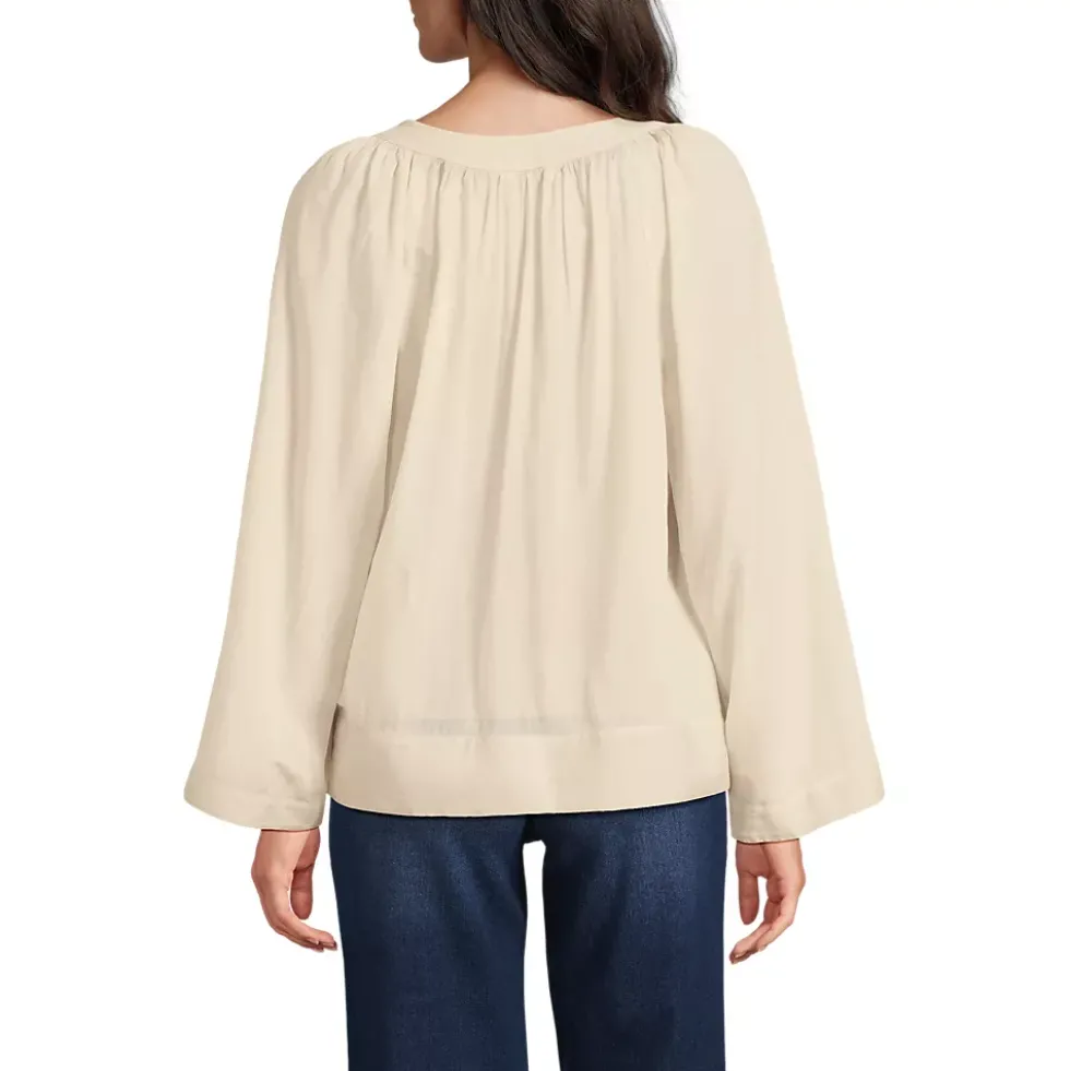 Women's Voile Tie Neck Poet Blouse