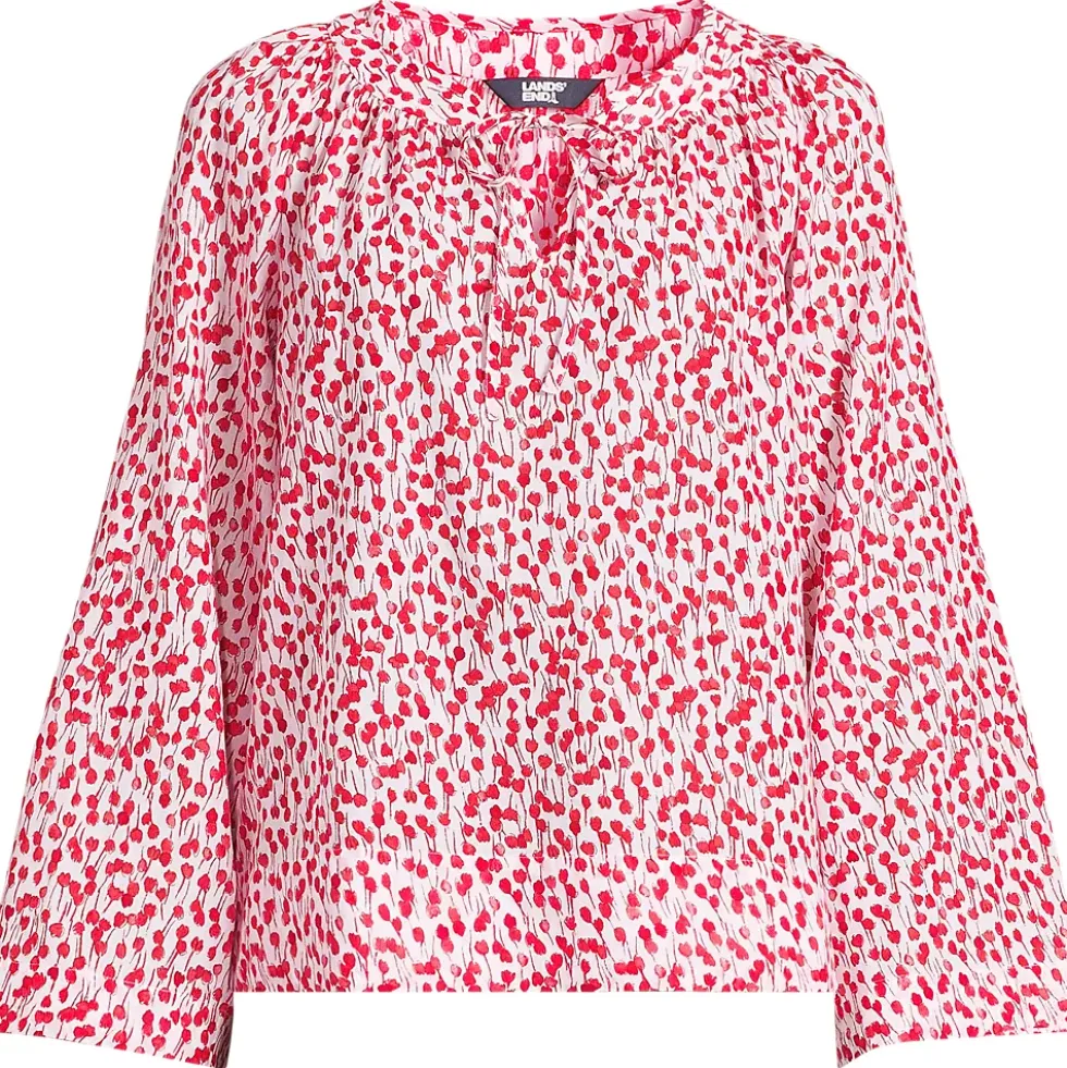 Women's Voile Tie Neck Poet Blouse