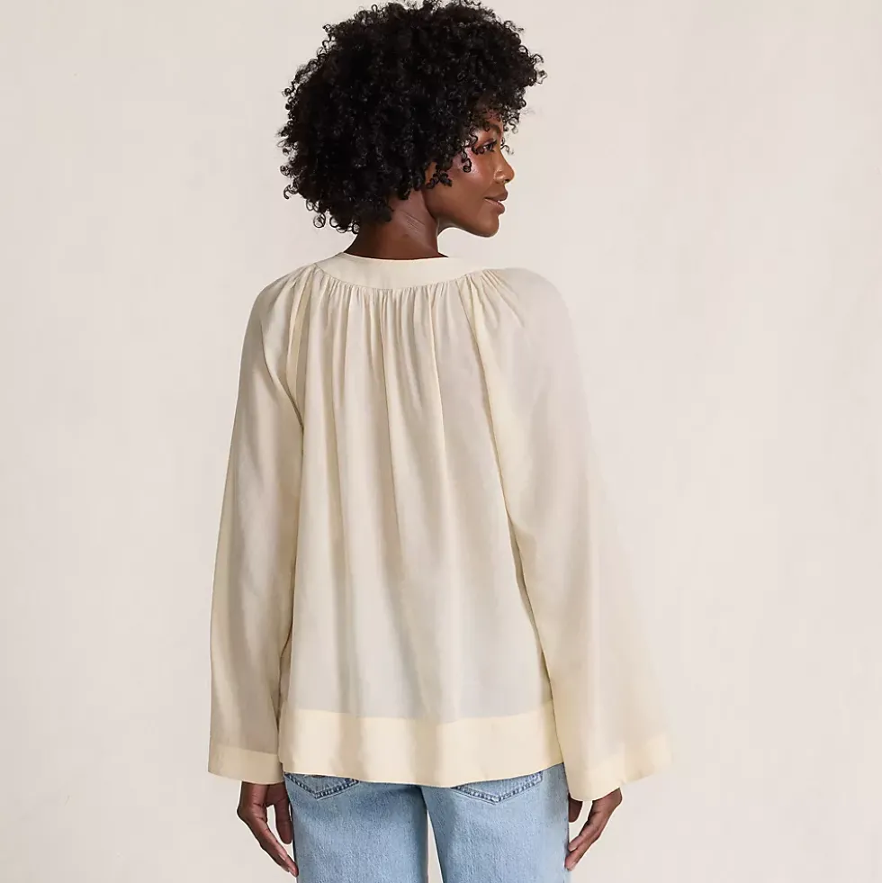 Women's Voile Tie Neck Poet Blouse