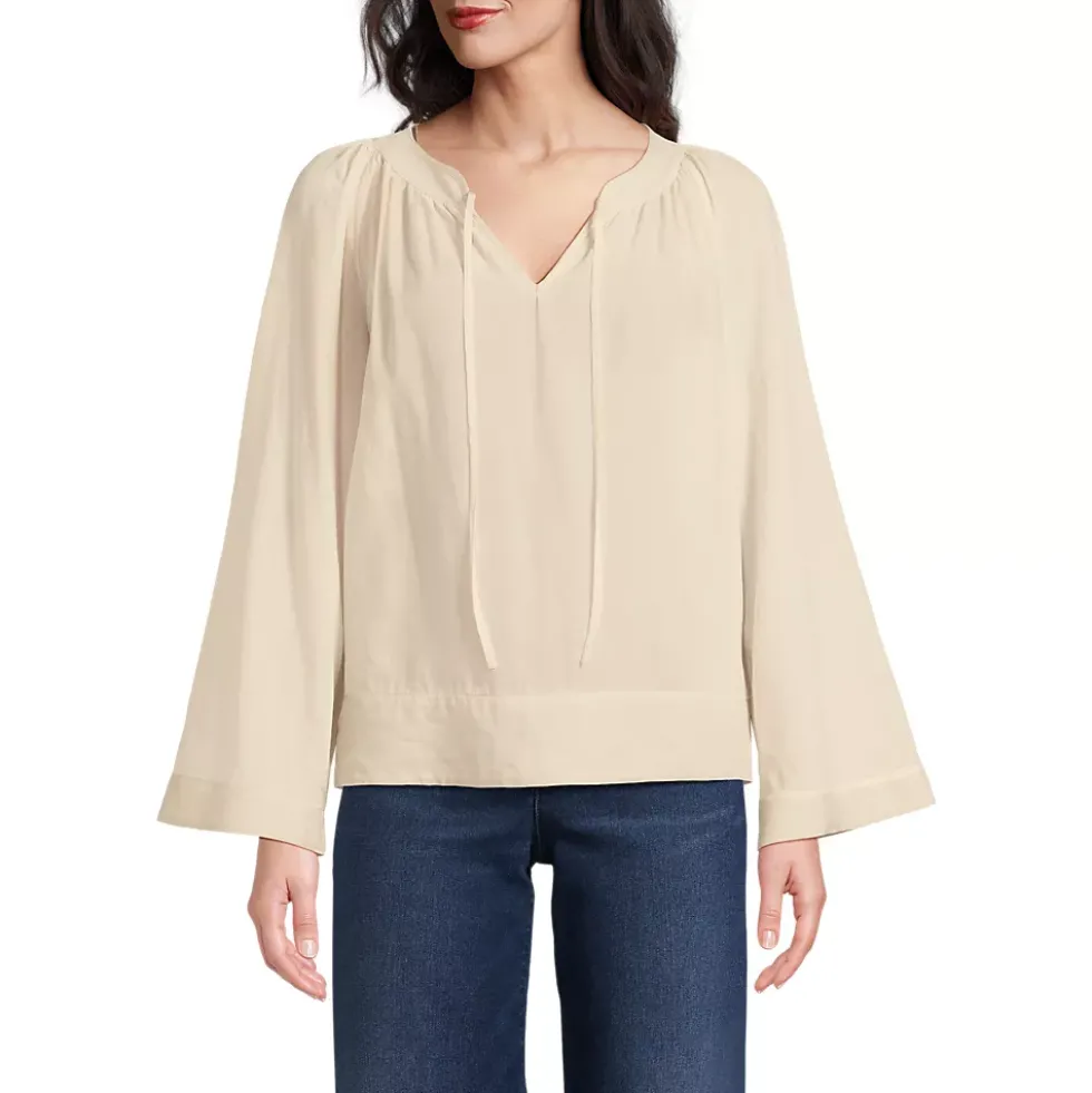 Women's Voile Tie Neck Poet Blouse